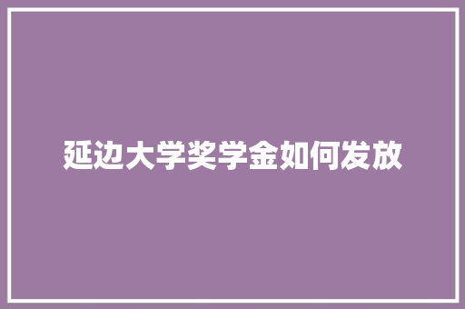 延边大学奖学金如何发放