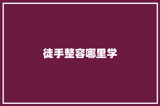 徒手整容哪里学