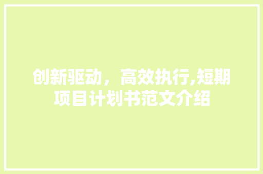 创新驱动，高效执行,短期项目计划书范文介绍
