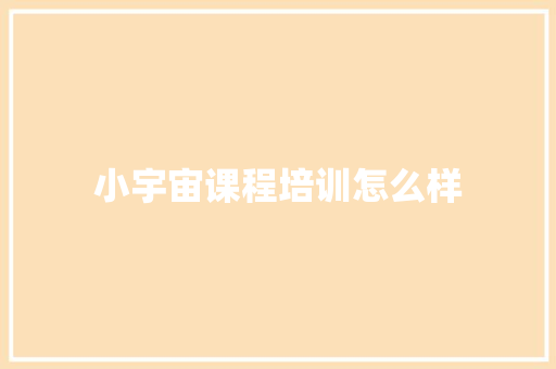 小宇宙课程培训怎么样