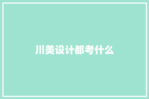 川美设计都考什么