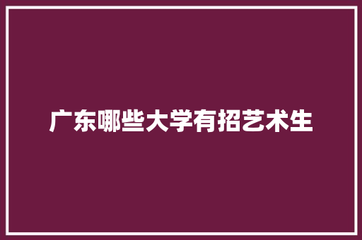 广东哪些大学有招艺术生