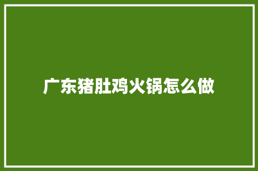 广东猪肚鸡火锅怎么做