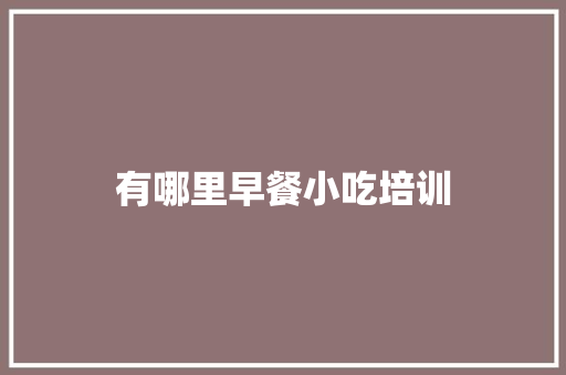 有哪里早餐小吃培训