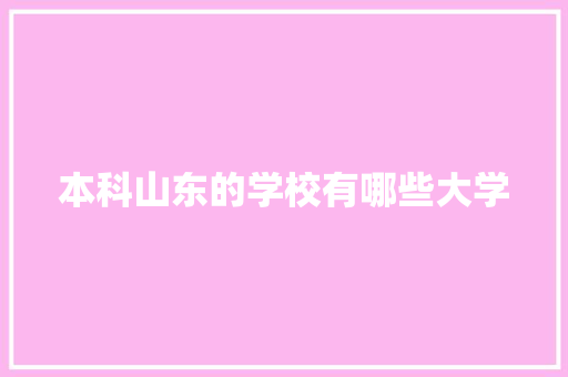 本科山东的学校有哪些大学