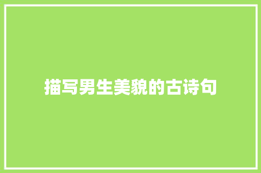 描写男生美貌的古诗句