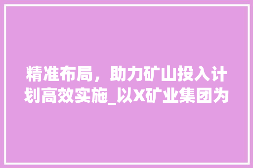 精准布局，助力矿山投入计划高效实施_以X矿业集团为例