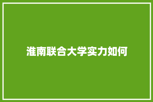 淮南联合大学实力如何