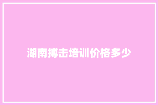 湖南搏击培训价格多少