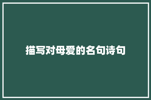 描写对母爱的名句诗句