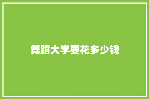 舞蹈大学要花多少钱