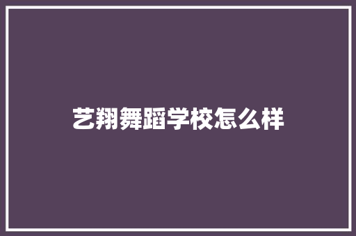 艺翔舞蹈学校怎么样