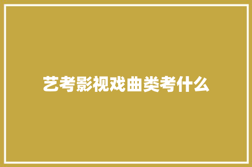 艺考影视戏曲类考什么 问答