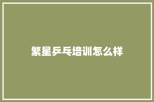 繁星乒乓培训怎么样