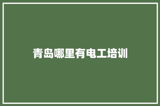 青岛哪里有电工培训