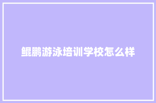 鲲鹏游泳培训学校怎么样