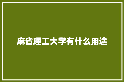 麻省理工大学有什么用途
