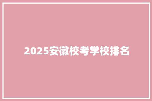 2025安徽校考学校排名