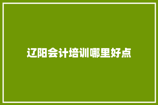 辽阳会计培训哪里好点