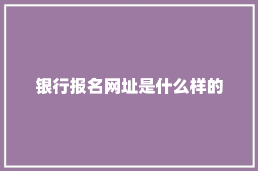 银行报名网址是什么样的