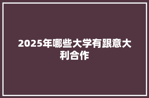 2025年哪些大学有跟意大利合作