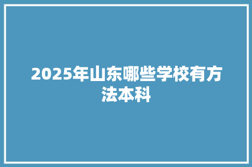 2025年山东哪些学校有方法本科