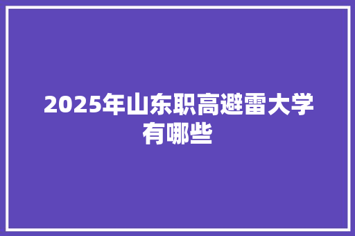 2025年山东职高避雷大学有哪些