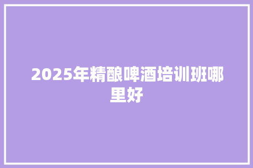 2025年精酿啤酒培训班哪里好
