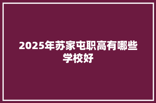 2025年苏家屯职高有哪些学校好