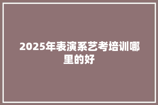 2025年表演系艺考培训哪里的好