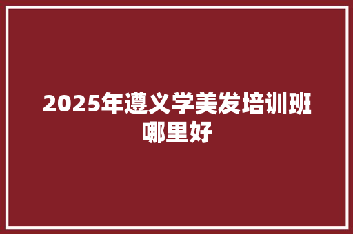 2025年遵义学美发培训班哪里好