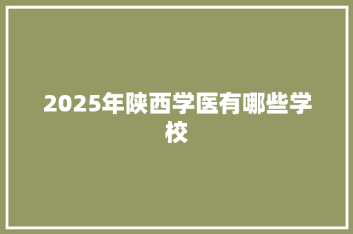 2025年陕西学医有哪些学校 问答