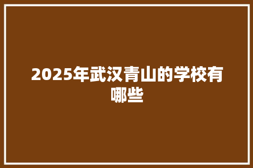 2025年武汉青山的学校有哪些