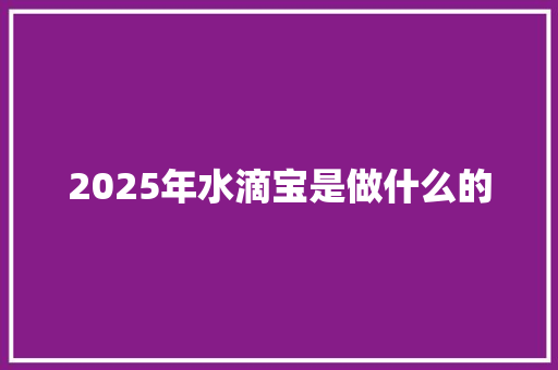 2025年水滴宝是做什么的