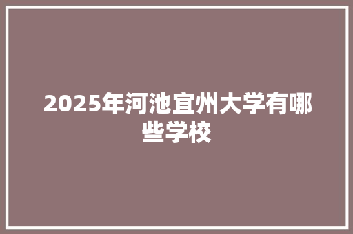 2025年河池宜州大学有哪些学校 短语