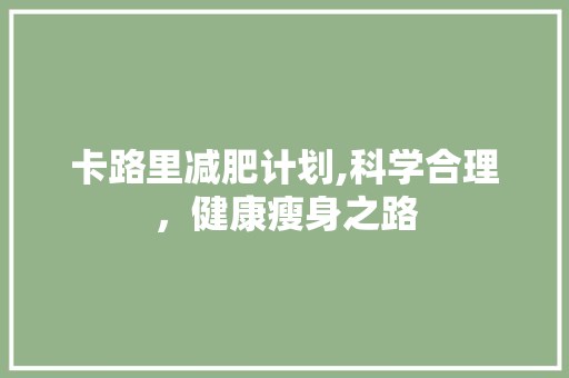 卡路里减肥计划,科学合理，健康瘦身之路