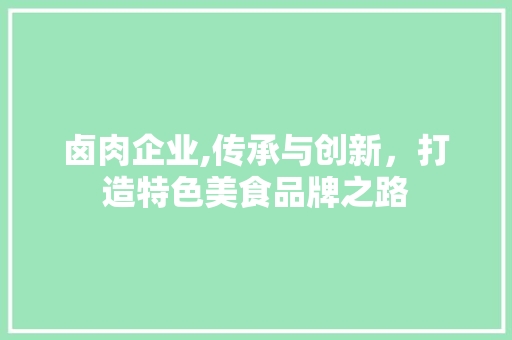 卤肉企业,传承与创新，打造特色美食品牌之路