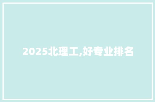 2025北理工,好专业排名