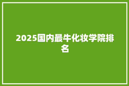 2025国内最牛化妆学院排名