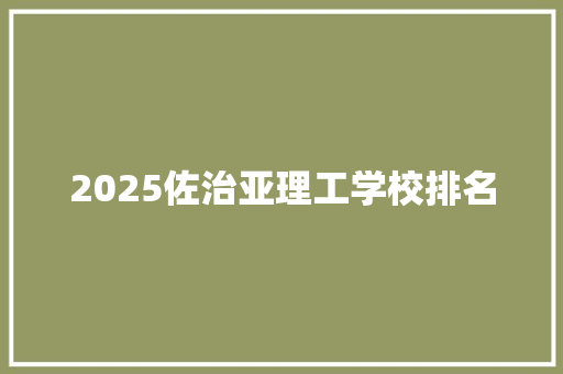 2025佐治亚理工学校排名