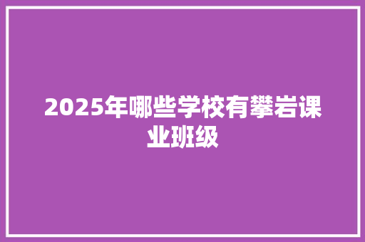 2025年哪些学校有攀岩课业班级