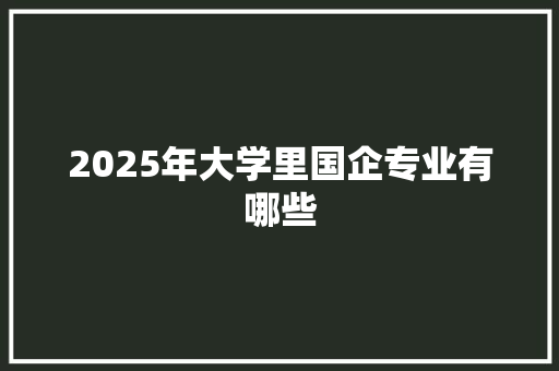 2025年大学里国企专业有哪些