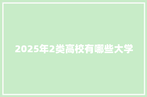 2025年2类高校有哪些大学