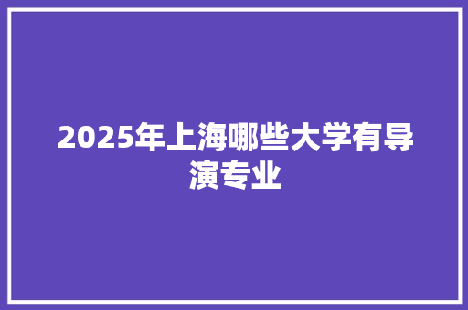 2025年上海哪些大学有导演专业
