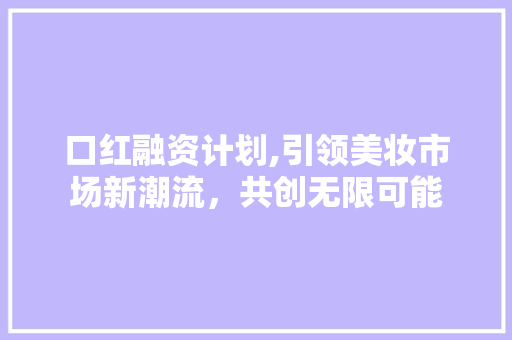 口红融资计划,引领美妆市场新潮流，共创无限可能