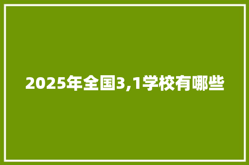 2025年全国3,1学校有哪些