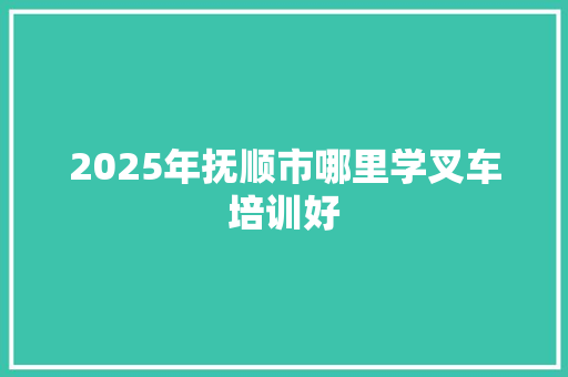 2025年抚顺市哪里学叉车培训好