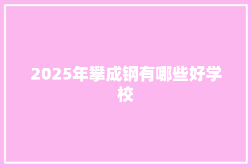 2025年攀成钢有哪些好学校