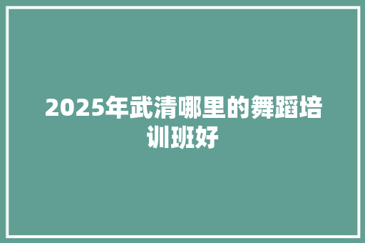 2025年武清哪里的舞蹈培训班好