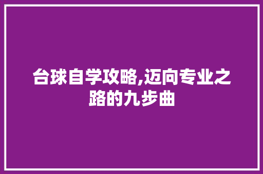 台球自学攻略,迈向专业之路的九步曲